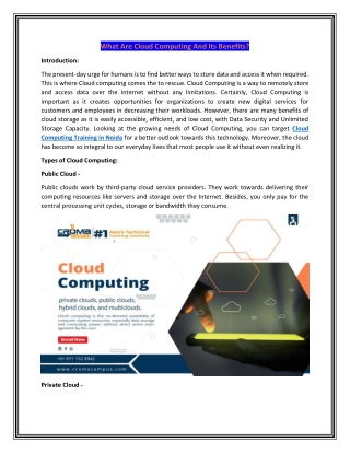 What Are Cloud Computing And Its Benefits?