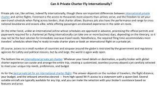 Can A Private Charter Fly Internationally