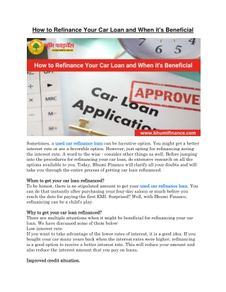 How to Refinance Your Car Loan and When it