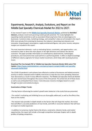 Middle East Specialty Chemicals Market