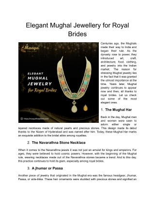 Royal Brides' Elegant Mughal Jewellery