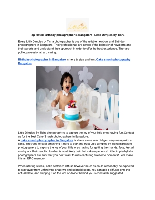 Top Rated Birthday photographer in Bangalore _ Little Dimples by Tisha