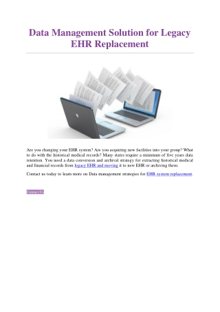 Data Management Solution for Legacy EHR Replacement