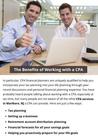 The Benefits of Working with a CPA