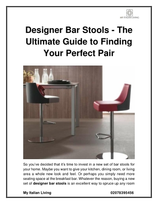 Designer Bar Stools - The Ultimate Guide to Finding Your Perfect Pair