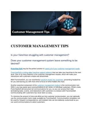 CUSTOMER MANAGEMENT TIPS