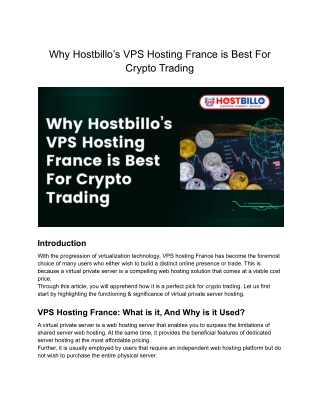 Why Hostbillo’s VPS Hosting France is Best For Crypto Trading