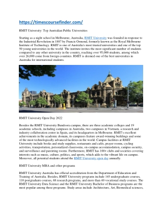 RMIT University Top Australian Public Universities