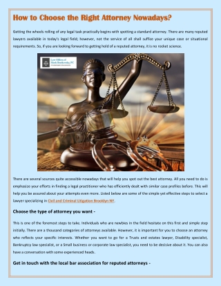 How to choose the right attorney nowadays