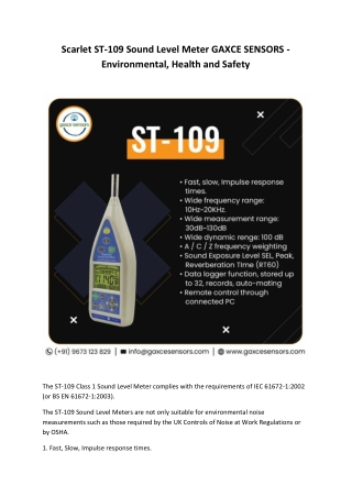 Scarlet ST-109 Sound Level Meter GAXCE SENSORS