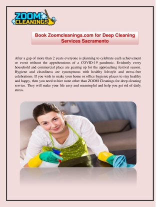 Book Zoomcleanings.com for Deep Cleaning Services Sacramento