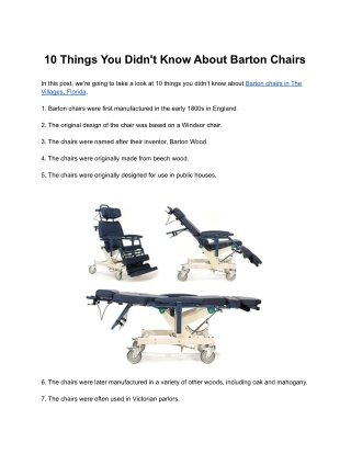 10 Things You Didn't Know About Barton Chairs