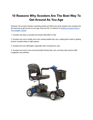 10 Reasons Why Scooters Are The Best Way To Get Around As You Age