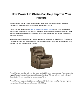 How Power Lift Chairs Can Help Improve Your Posture