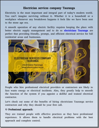 Electrician services company Tauranga