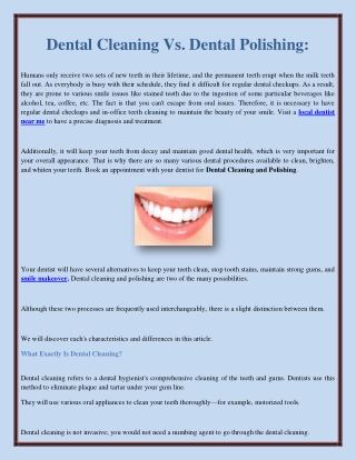 Dental Cleaning Vs. Dental Polishing: