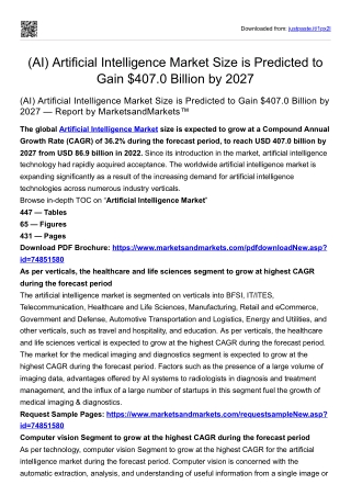 (AI) Artificial Intelligence Market Size is Predicted to Gain $407.0 Bn by 2027