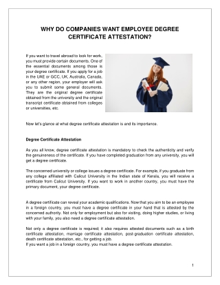 WHY DO COMPANIES WANT EMPLOYEE DEGREE CERTIFICATE ATTESTATION