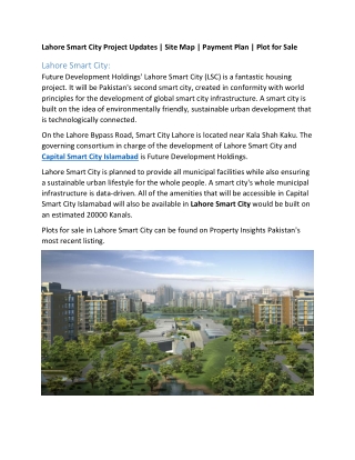 Lahore Smart City Project Updates