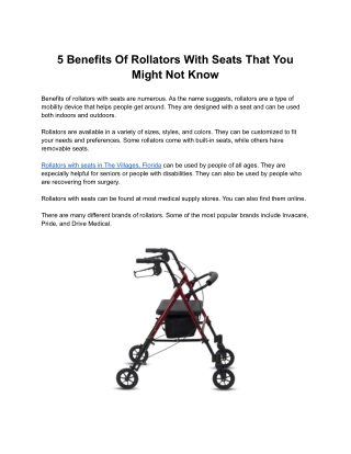 5 Benefits Of Rollators With Seats That You Might Not Know