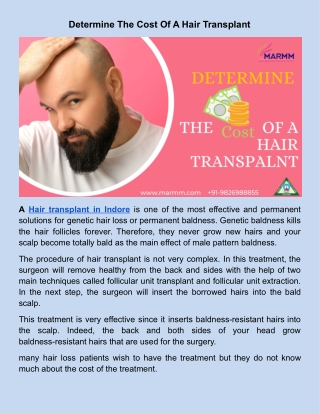 Determine The Cost Of A Hair Transplant.docx