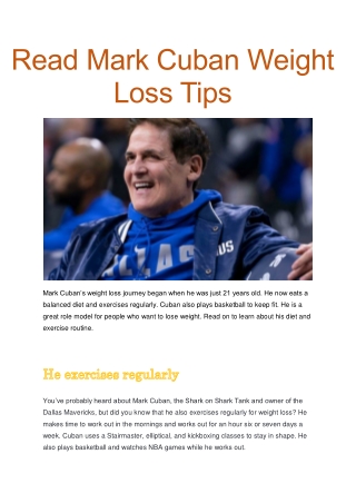 Mark Cuban Weight Loss