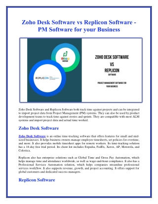 Zoho Desk Software vs Replicon Software - PM Software for your Business