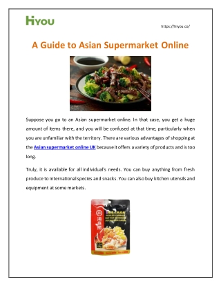 A Guide to Asian Supermarket Online