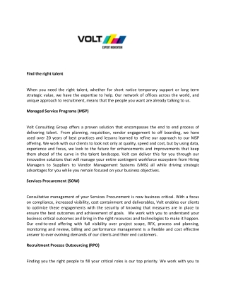 Talent Recruitment - Volt Singapore