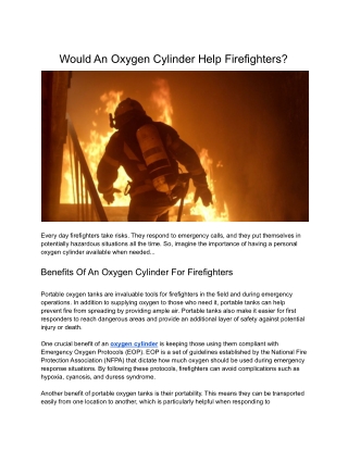 How An Oxygen Cylinder Helps Firefighters