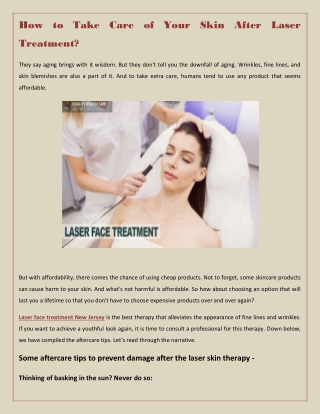 How to Take Care of Your Skin After Laser Treatment