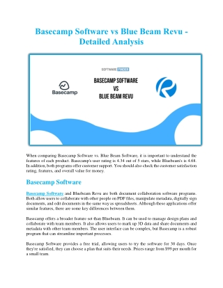 Basecamp Software vs Blue Beam Revu - Detailed Analysis
