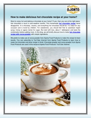 Hot chocolate recipe