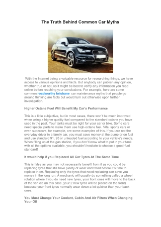 The Truth Behind Common Car Myths