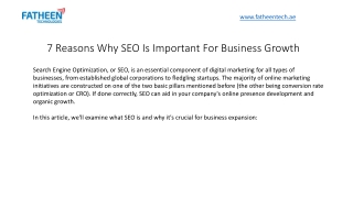 7 Reasons Why SEO Is Important For Business Growth