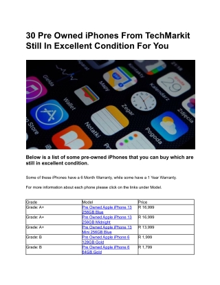30 Pre Owned iPhones From TechMarkit Still In Excellent Condition For You