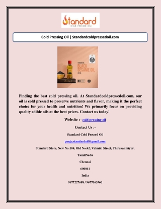 Cold Pressing Oil | Standardcoldpressedoil.com