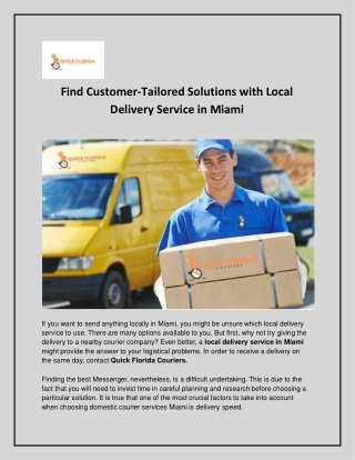 Local Delivery Service in Miami - Quick Florida Couriers