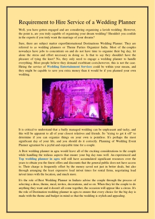Requirement to Hire Service of a Wedding Planner