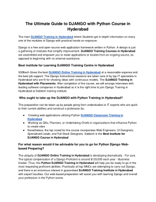 Best DJANGO with Python Online Training Institute in Hyderabad