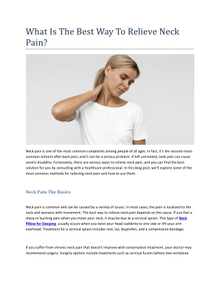 What Is The Best Way To Relieve Neck Pain( 16-11-2022)