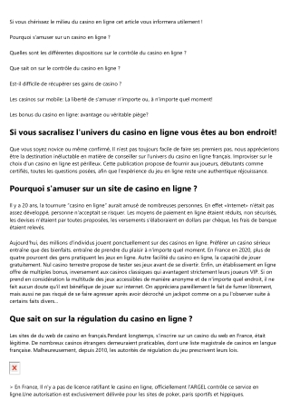 Les meilleures  astuces pour jouer sur  1 casino en ligne francophone