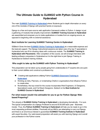 Best DJANGO with Python Online Training Institute in Hyderabad