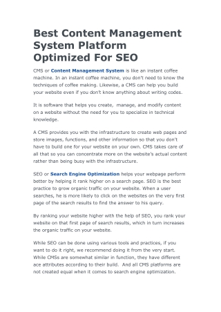 Best Content Management System Platform Optimized for SEO