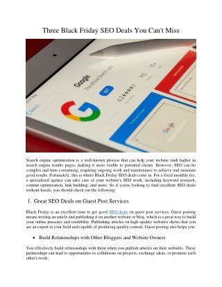 Three Black Friday SEO Deals You Can't Miss