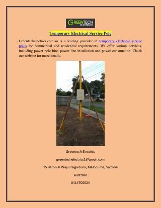 Temporary Electrical Service Pole  Greentechelectrics.com