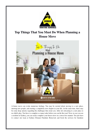 Top Things That You Must Do When Planning a House Move