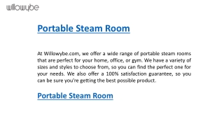 Portable Steam Room   Willowybe.com
