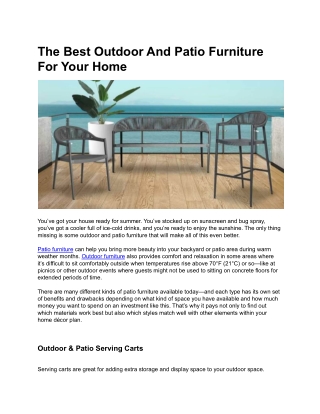 The Best Outdoor And Patio Furniture For Your Home