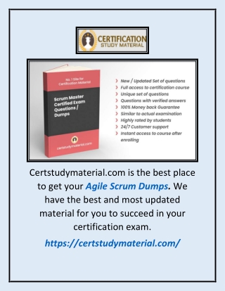 Agile Scrum Dumps | Certstudymaterial.com
